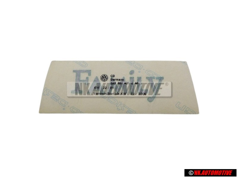 VW Original Folienschriftzug Grün/Silber/Blau - 3A9853431 Z48