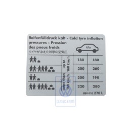 VW Original Kennschild Für Reifendruck - 3B0010276L