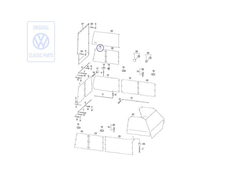 VW Original Gardine Für Seitenscheibe - 701070407A