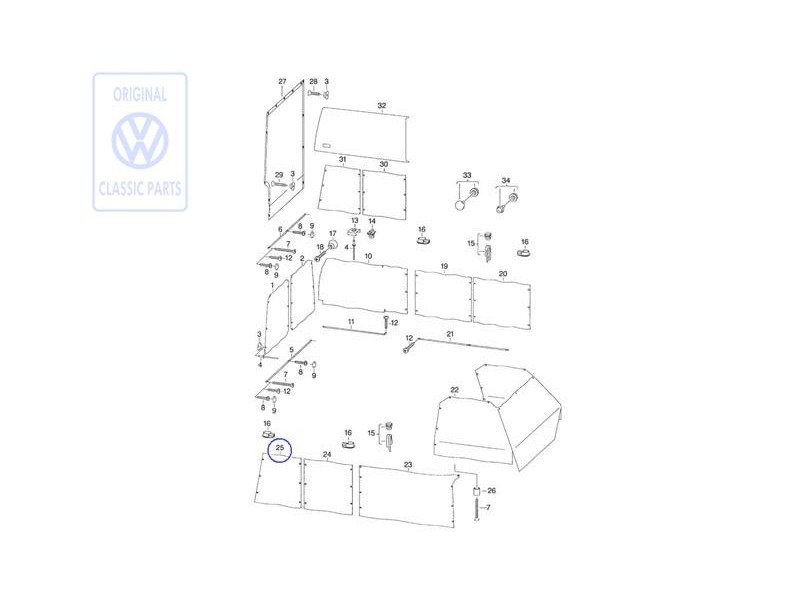 VW Original Gardine Für Seitenscheibe - 701070412B