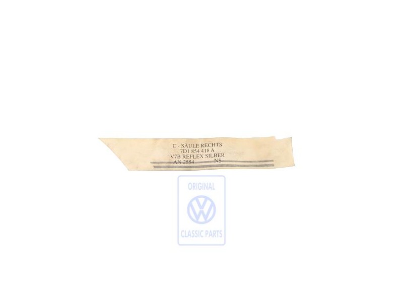 VW Original Dekorfolie Für Säule C Reflexsilber - 7D1854418A V7B