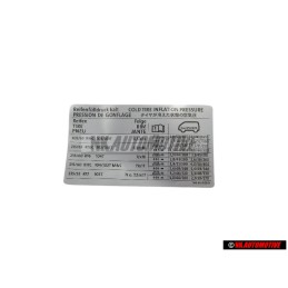 VW Original Kennschild Für Reifendruck - 7H0010626H