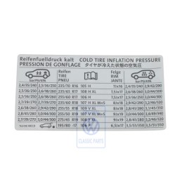 VW Original Kennschild Für Reifendruck - 7L6010443D