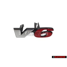 VW Original V6 Vorne Kühlergrill Emblem Schriftzug Chrom Rot - 7D0853679D EQW