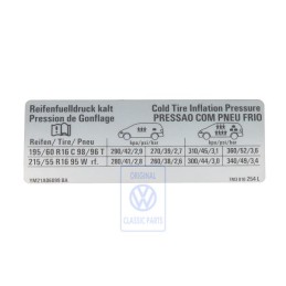 VW Original Kennschild Für Reifendruck - 7M3010254L
