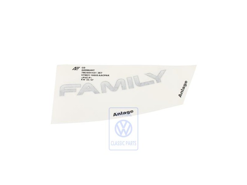 VW Original Folienschriftzug Dunkelgrau - 7M3854431 3E7