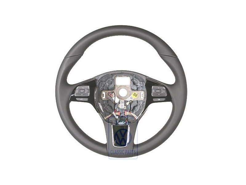 VW Original Multifunktionslenkrad (Leder) Schwarz/Amberbraun - 7P6419091G ADJ