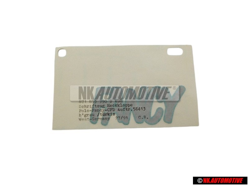 VW Original Folienschriftzug Hellgrau-Metallic/Türkis - 871853750D VD8