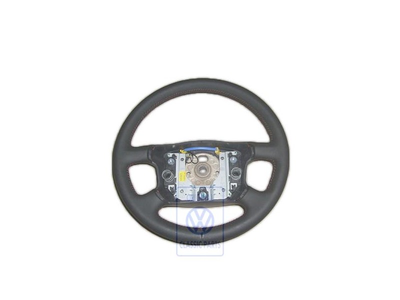 VW Original Lenkrad Leder Schwarz/Rot - 7D0419091AAPEP