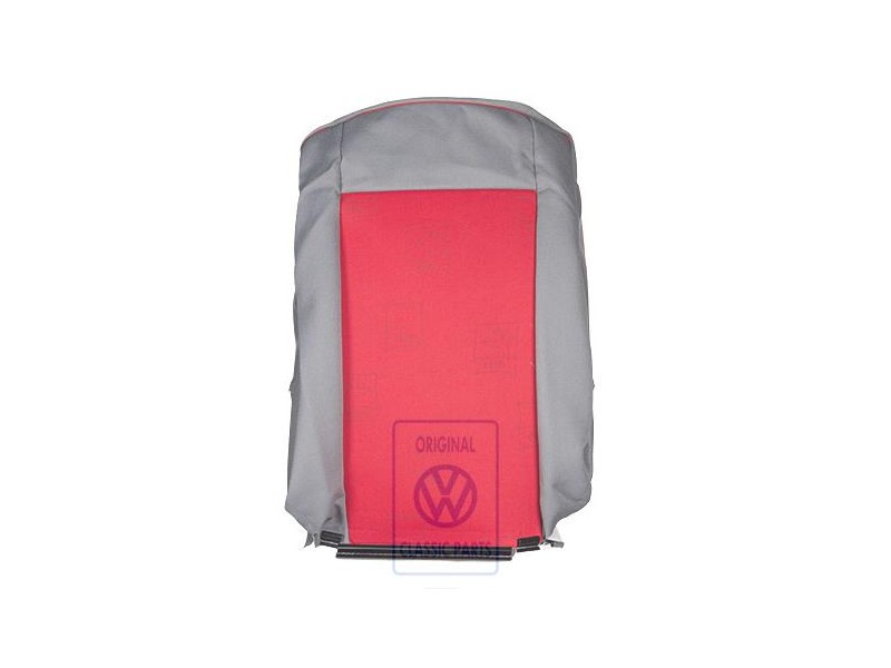 VW Original Lehnenbezug Stoff Flanellgrau/Rot - 7D0883455BFPAN