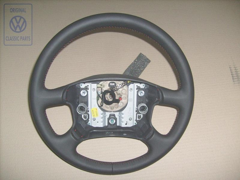 VW Original Lenkrad Leder Schwarz/Rot - 7D0419091T PEP