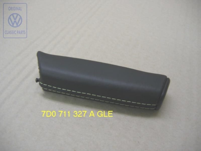 VW Original Handbremshebelgriff Leder Schwarz/Grün - 7D0711327A GLE