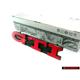 VW Original GTI Vorne Kühlergrill Emblem Schriftzug Rot - 1H6853679E QN5