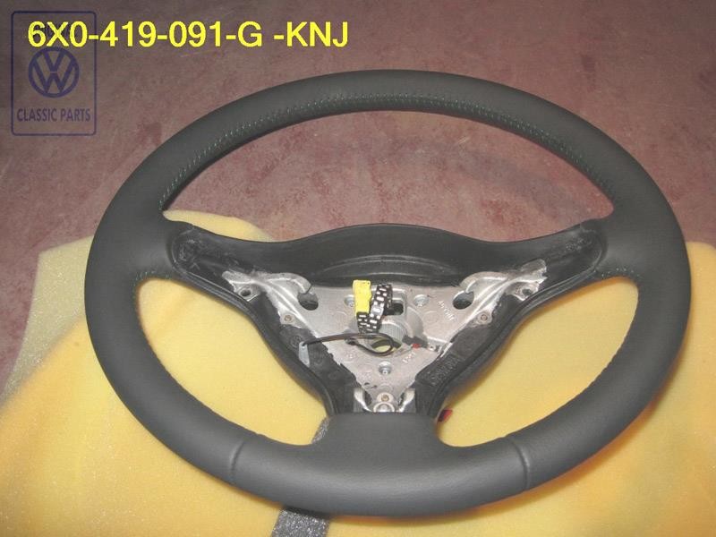 VW Original Lenkrad Leder Schwarz/Grün - 6X0419091G KNJ