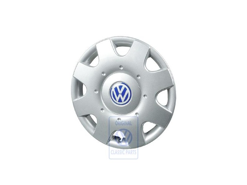 VW Original Radzierkappe Brillantsilber/Blau/Weiss - 1C0601147D HRN