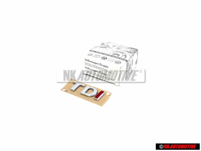 VW Original TDI Hinten Schriftzug Emblem Logo Chrom Rot - 3AA853675H GQF