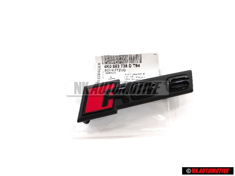 Audi Original RS6 Vorne Kühlergrill Emblem Schriftzug Schwarz - 4K0853736D T94