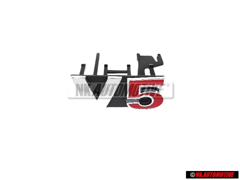 VW Original V5 Vorne Kühlergrill Emblem Schriftzug Chrom Rot - 1J6853679F