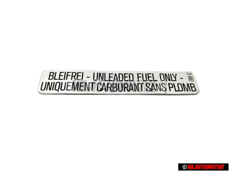 VW Original Kennschild Unleaded Fuel Only - 176000258A