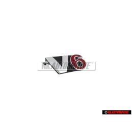 VW Original V6 Vorne Kühlergrill Emblem Schriftzug Chrom Rot - 1J5853679A