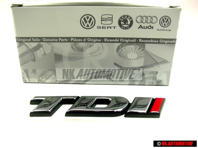 VW Original TDI Hinten Schriftzug Emblem Logo Chrom Rot - 1H0853675E EQW