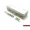 VW Original LUPO 3L Hinten Schriftzug Emblem Logo Chrom Grün - 6E0853687B KKH