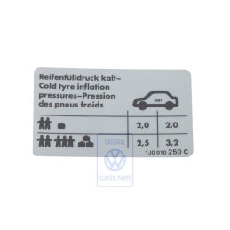 VW Original Kennschild Für Reifendruck - 1J0010250C