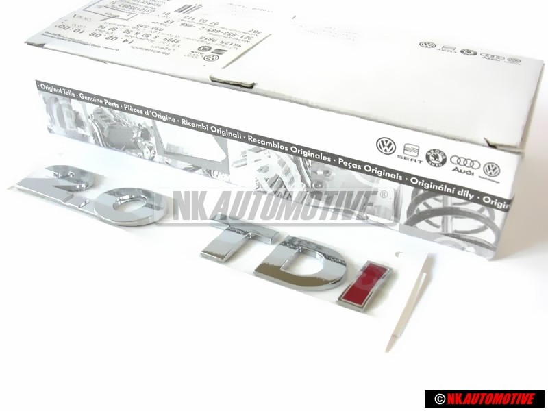VW Original 2.0 TDI Hinten Schriftzug Emblem Logo Chrom Rot - 5K0853675R GQF