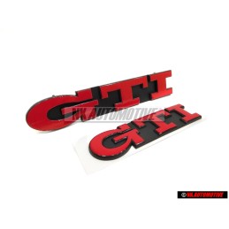 VW Original SET Schriftzug Emblem GTI Rot Vorne Hinten - Golf MK3