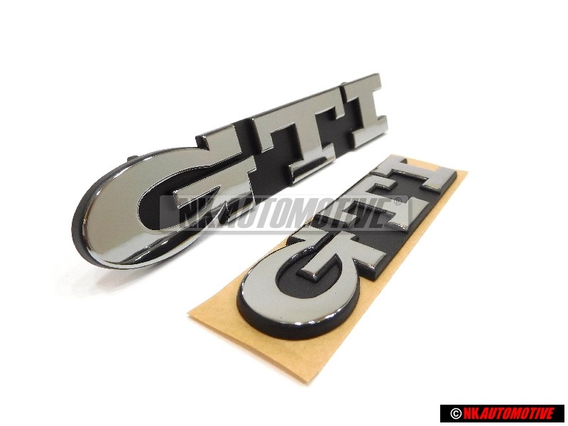 VW Original SET Schriftzug Emblem GTI Silber Vorne Hinten - Golf MK3