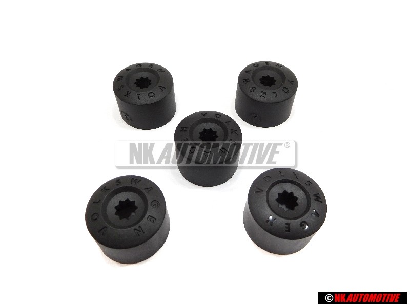 VW Original SET 4xWheel-Mutter-Verschlusskappe und 1x Verschlusskappe - Golf MK5