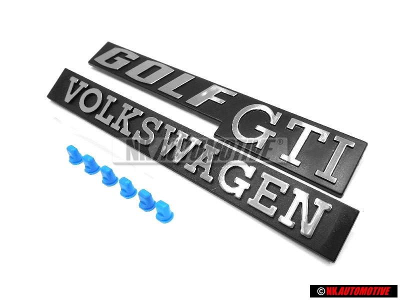 VW Original SET hintere Abzeichen Embleme mit Clips - Golf MK1 GTI