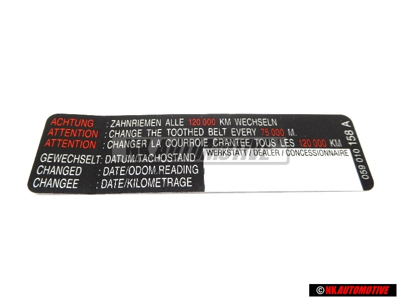 VW Original Kennschild - 059010158A
