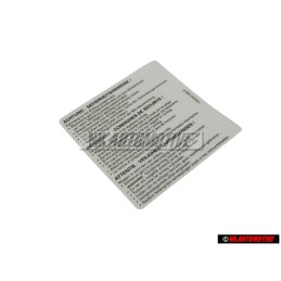VW Original Kennschild -Achtung - 1T0010342P