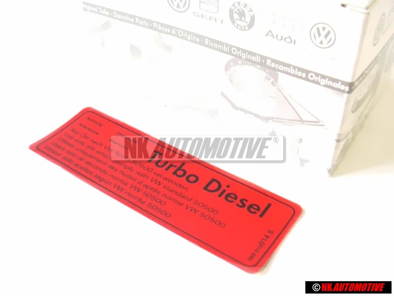 VW Original Kennschild 'Achtung Turbo' Diesel' ' Nur Öle Nach - 068010014S