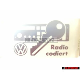 VW Original Kennschild 'Radiocodierung' - 357010049E