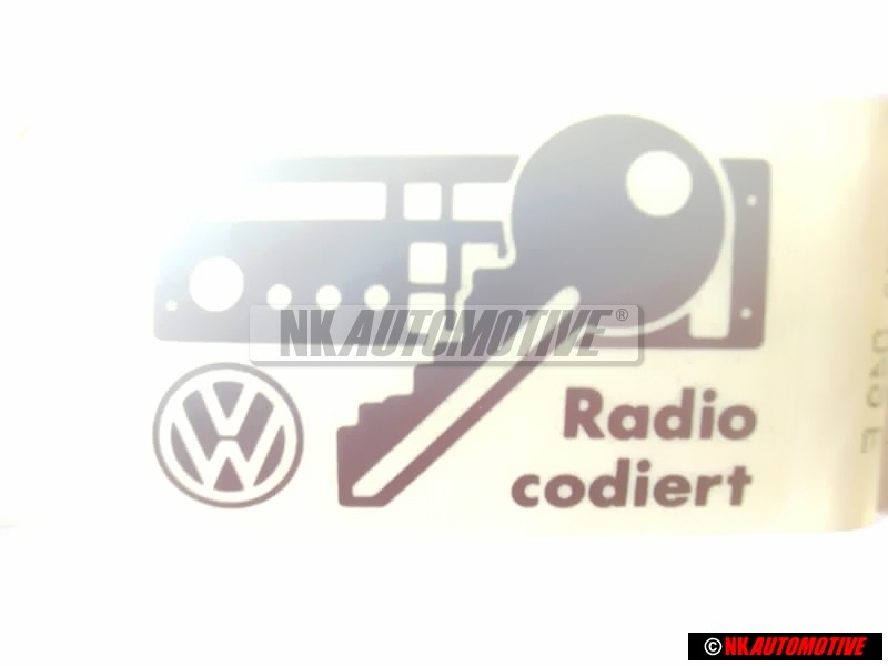 VW Original Kennschild 'Radiocodierung' - 357010049E