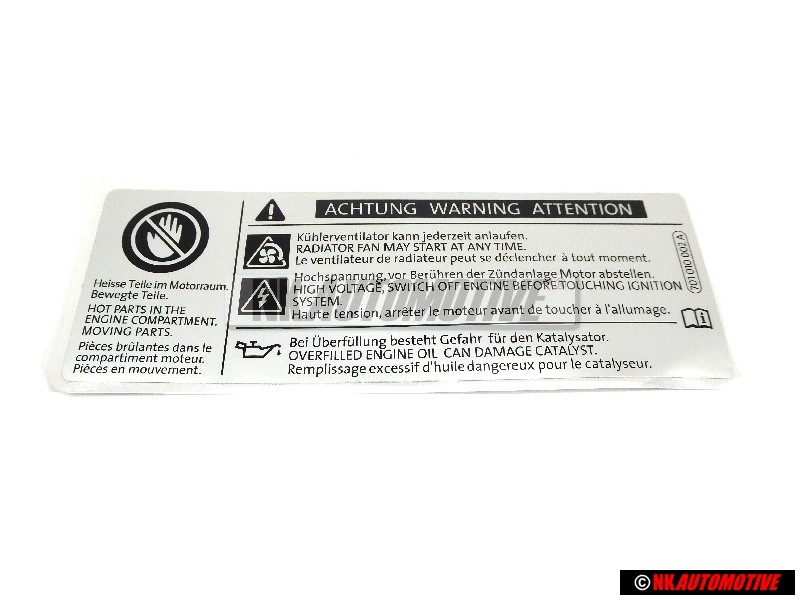 VW Original Kennschild Bei Ölüberfüllung - 701010002A