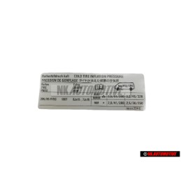 VW Original Kennschild Für Reifendruck - 7D0010204E