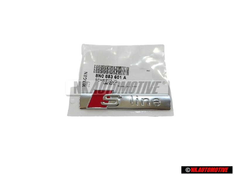 Audi Original S-LINE Seite Schriftzug Emblem Logo Chrom Rot - 8N0853601A