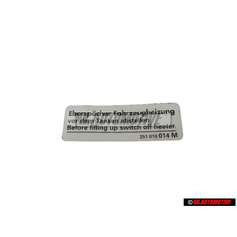 VW Original Kennschild Eberspächer Fahrzeugheizung - 251010014M
