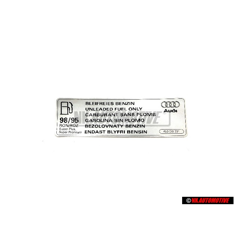 Audi Original Kennschild 'Bleifreies Benzin' - 4E0010331