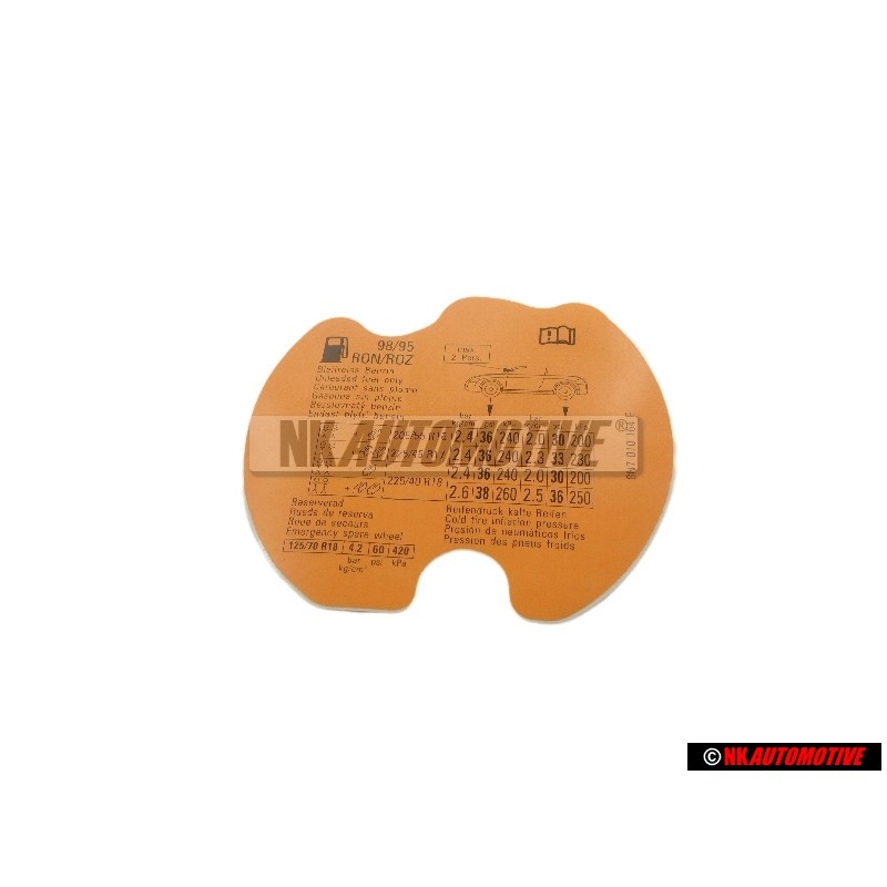 Audi Original Kennschild Für Reifendruck - 8N7010164E