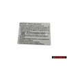 VW Original Kennschild -Achtung- Sicherheitshinweise - 3B0010228L
