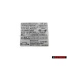 VW Original Kennschild Für Reifendruck - 5N0010468A