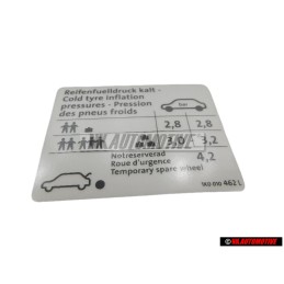 VW Original Kennschild Für Reifendruck - 1K0010462L