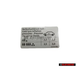 VW Original Kennschild Für Reifendruck - 3B0010260A