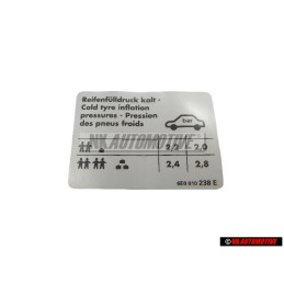 VW Original Kennschild Für Reifendruck - 6E0010238E