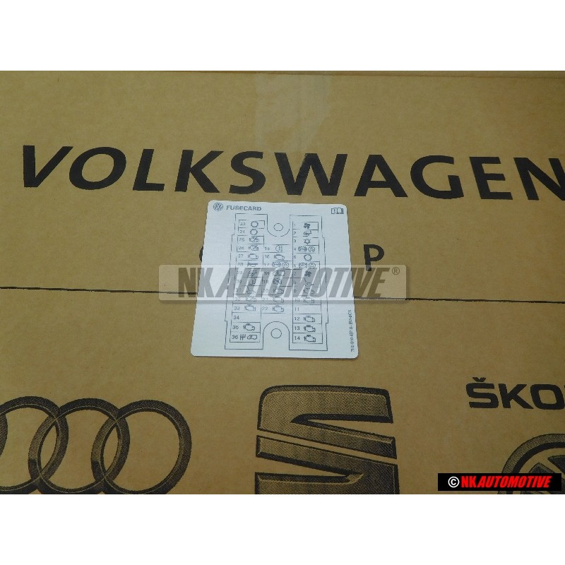 VW Original Kennschild Für Sicherungs- Bestückung - 7H0010452B