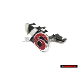 VW Original V6 Vorne Kühlergrill Emblem Schriftz Chrom Rot - 1J6853679E GQF